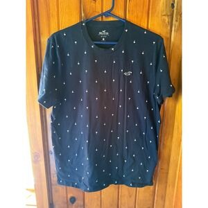 Hollister Palm‎ Tree Print T-Shirt Crew Neck Short Sleeve Black Size L
